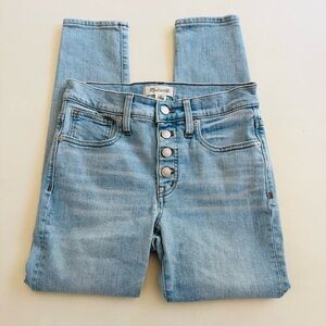 Madewell 9” High Rise Light Wash Button Fly Skinny Jeans 26